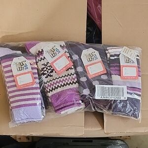 NWT MukLuks Set Of 8 Tall Boot Socks Purple One Size Fits Most